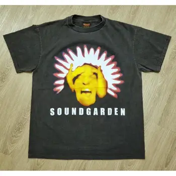 Vintage SOUNDGARDEN T Shirt L Black Hole Sun Reprint Brockum Metal Band Spoonman 1