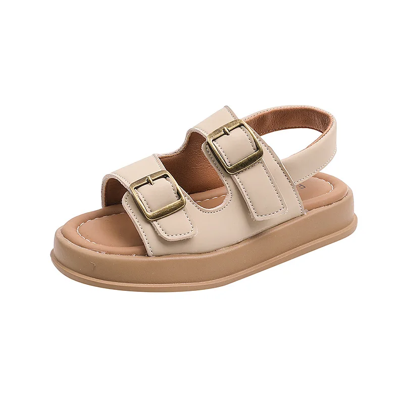 Classic Brown Boys Sandals Summer Sea Holiday Shoes Slides Slingback Soft Bottom Beige Girls Sandal Platform Sandals Kids H03243 6