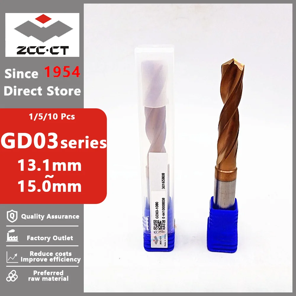 

ZCC GD03 Series General CNC Solid Carbide Drills 13.1mm ~ 15.0mm Straight Shank External Coolant For CNC Lathe Machine