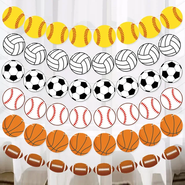 Sports Party Decoration Banner: Site Layout Decoration Flag for Volleyball, Rugby, Football, Basketball, Baseball ; Paper Flower