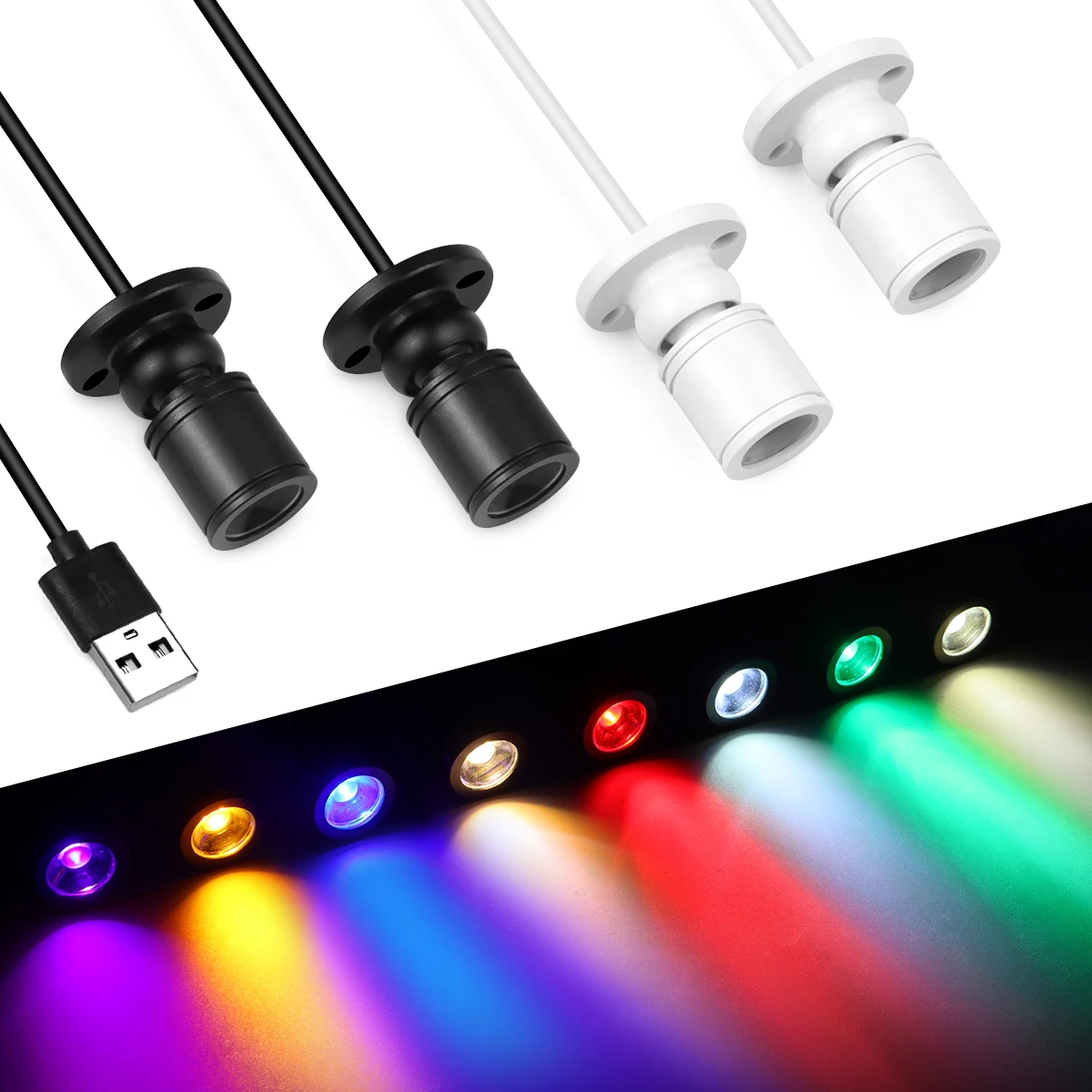 Colorful Led spotlight USB 5V Mini Ceiling Spot 1W Showcase Pattern Showcase Light Room Decor