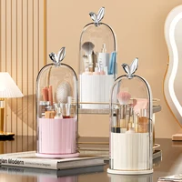 360° Rotating Makeup Brush Holder Cosmetic, Lipstick, Eyebrow Pencil, Eye Shadow Organizer with Clear Lid Dustproof, Waterproof 1