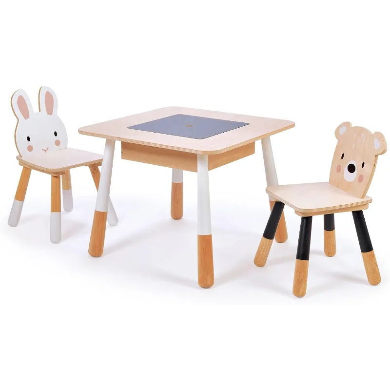 

Tender Leaf Toys - Forest Table and Chairs Collections - Adorable Kids Size Art Play Game Table and Chairs - Made with Premium M