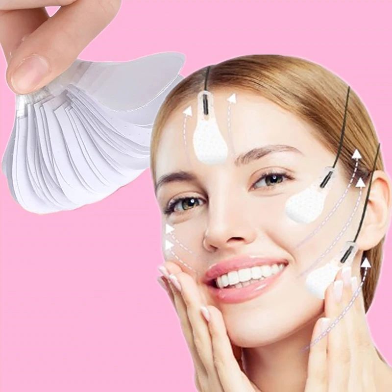 

36pcs Invisible Face Stickers V-Shape Facesagging Skin Lift Up Thin Line Wrinkle V-face Stickers For Contour Areas With String