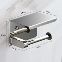 Aluminum Alloy Toilet Paper Holder Shelf With Tray Bathroom Accessories Kitchen Wall Hanging Punch-Free Toilet Paper Roll Holder 1