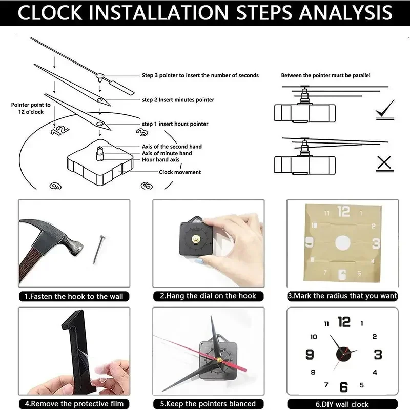 Frameless DIY Modern 3D Wall Clock with Mirror Numbers Stickers Travel Time Accuracy for Home Bedroom Office Wall Decorations
