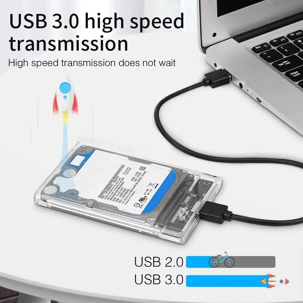 2.5인치 HDD SSD 케이스 USB 3.0/타입 C HDD 인클로저 외장 하드 드라이브 디스크 케이스 (PC, 노트북, 모바일 SATA 하드디스크용)