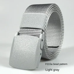 Unisex Automatic Buckle Nylon Canvas Belt - Versatile Outdoor & Travel Accessory - 3.8cm X120cm (Zhuwen light gray)