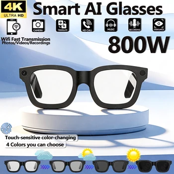 Occhiali Smart AI 2026 con Fotocamera e Registrazione Video 4K HD, Batteria Grande da 300 mAh, Chiamate e Musica