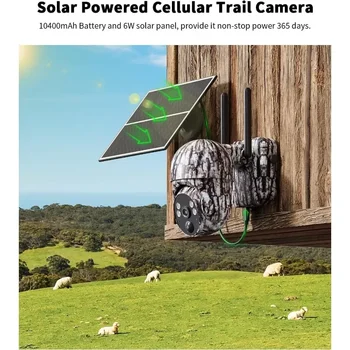2K Remote Live Viewing 360° Observation Solar Power Night Vision Motion Activated Game/Wildlife/Deer Cam IP65 Hunting Cameras 2