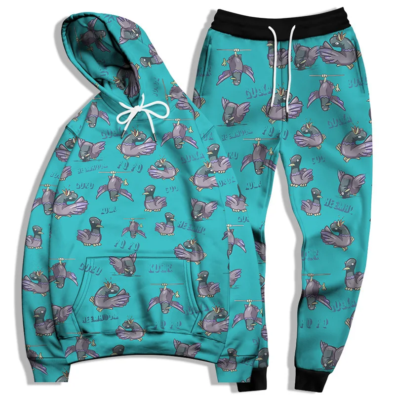 Autumn Animals Duck 3D Printed Hoodie Suit Men Sweatshirts Sweatpants Casual Fashion Two Piece Tracksuit Set Men's Clothing 4