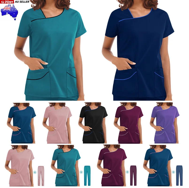 Fashion Short Sleeve Scrub Uniforms Doctor Overcoats Dentist Set