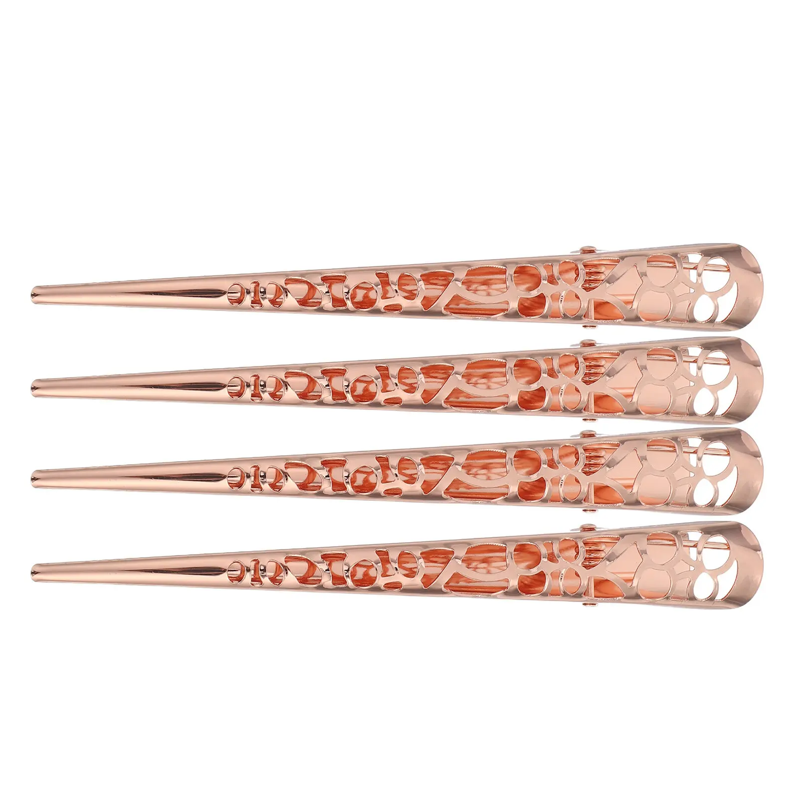여성을위한 4Pcs 속이 빈 금속 헤어 클립 우아한 머리핀 안전한 그립 악어 머리핀 결혼식을위한 스타일링 액세서리