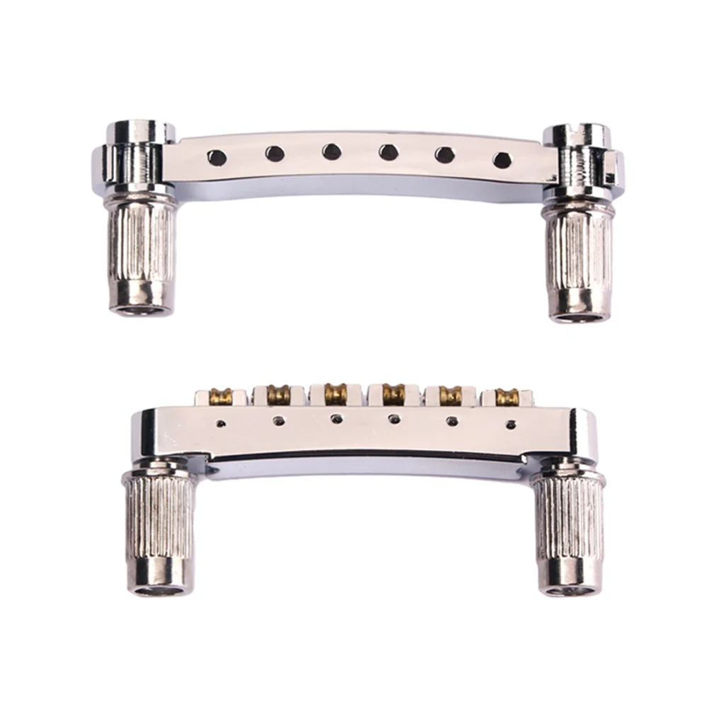 

Chrome Guitar Roller Bridge Saddle Tailpiece Guitar Bridge Tailpiece for Electric Guitar Replacement Parts (Silver)