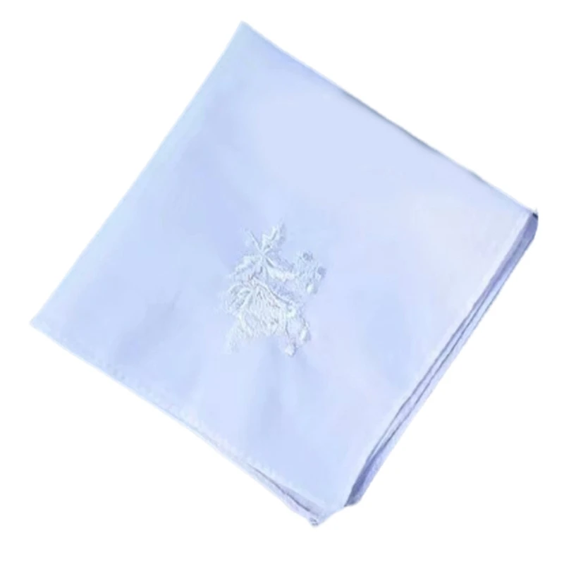 

28x28CM Embroidery Handkerchief Towel for Adult Square Bandanas MultiUse Face Towel Man Sweat Wipe Pocket Towel Hankie