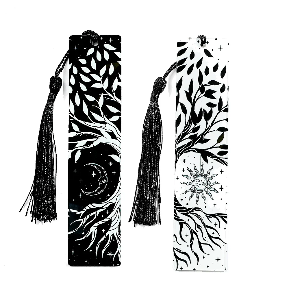 1pcs/2pcs Tree of Life Moon Tarot Element Patter Acrylic Bookmarks