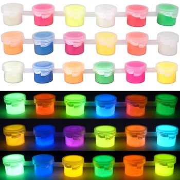 6 Colors Fluorescent Glow-in-the-Dark Acrylic Paint Set 1