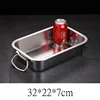 Thicken Stainless Steel Square  Cake Bread Basin Deep Plate Fruit Food Storage Tray  HandleLoaf Pans Kitchen Baking Dish 6
