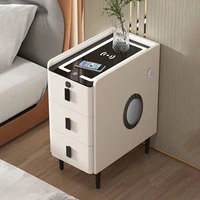 Tables de chevet intelligentes à 3 niveaux, armoire de chevet étroite en bois massif, rangement de luxe pour chambre à coucher, Table d'appoint minimaliste avec Station de recharge 4