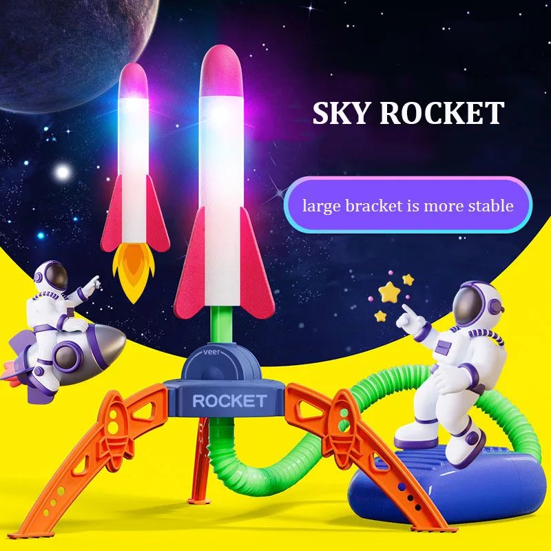 

Children's Foot Pump Jump Pressed Sky Rocket Launching Toys EVA Foam Model Rockets Outdoor Toys for Kids