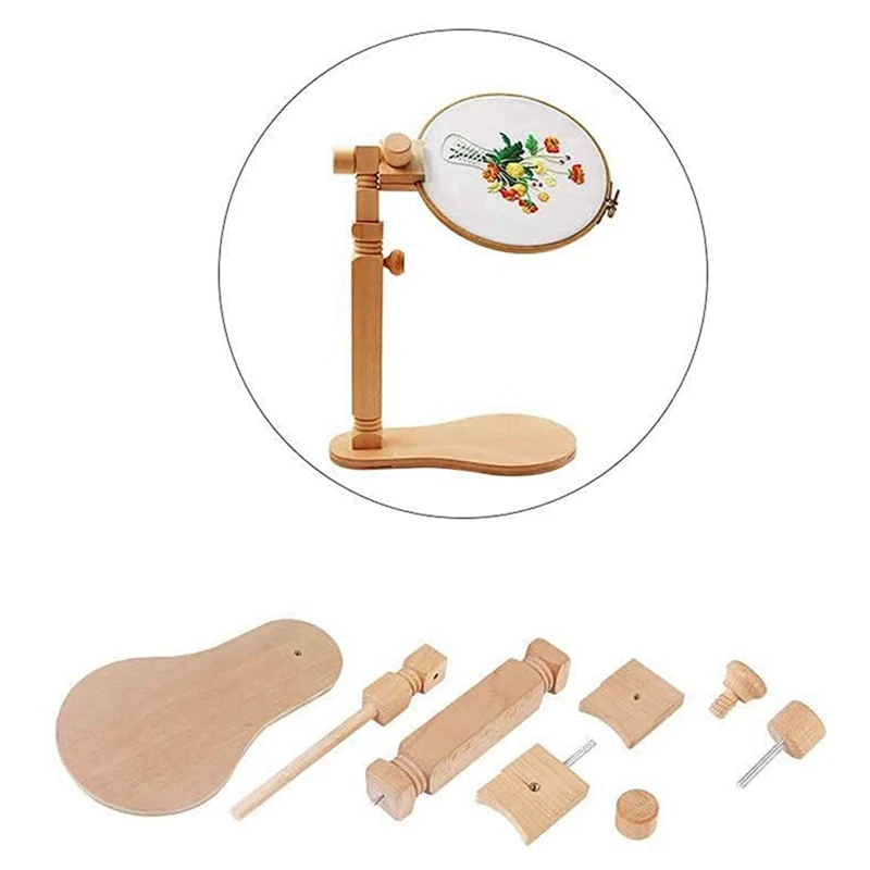 Embroidery Stand Rotated Crossstitch Stand Lap Beech Wood Embroidery Hoop Holder Hands Free Needlepoint Frame