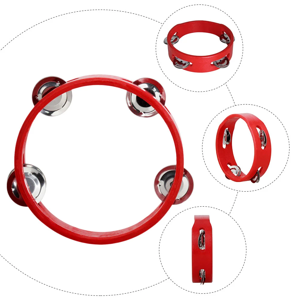 Tambourine Circle with Bell Wooden Hand Toy Musical Instrument Percussion Child