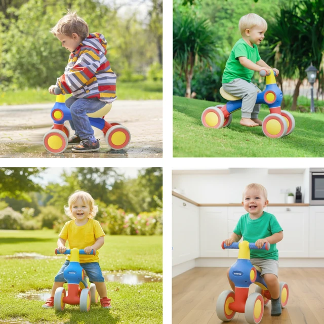 Vélo d'équilibre anti-basculement pour bébé de 12 à 36 mois, vélo pour tout-petits à 4 roues sans pédales avec siège réglable, roues silencieuses, jouet à roulettes pour intérieur et extérieur pour garçons et filles 1