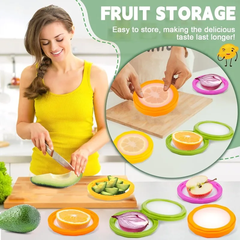 thumbnail image 2 of Silicone Fruit And Vegetable Containers For Fridge,Reusable Holder For Food Storage,Fresh Stretch Pods For Food Saver (Green,Red,Yellow,Brown), FDPOD-02 2 of 12