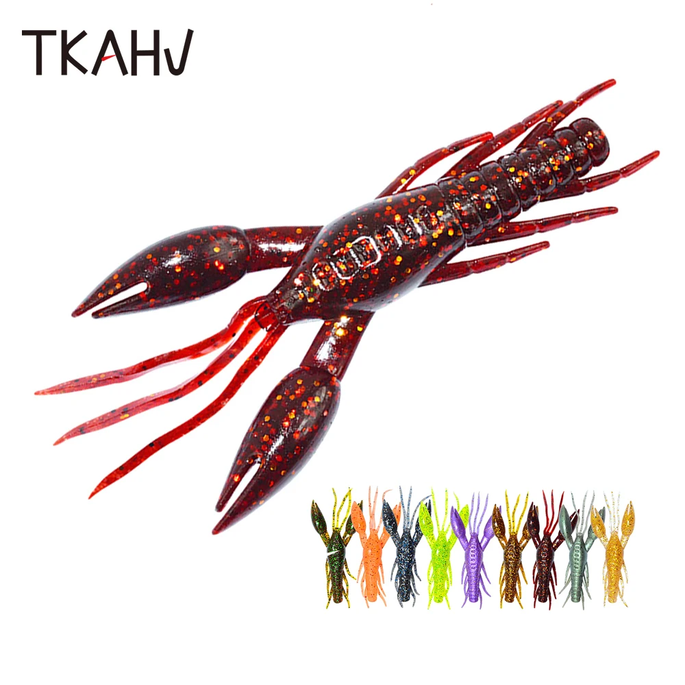 

TKAHV 5 PCS 80mm 5.5g Craw Lobster Soft Fishing Lure Jigging Wobbler Artificial Shrimp Bait Twin Tail Silicone Swimbait Tackle