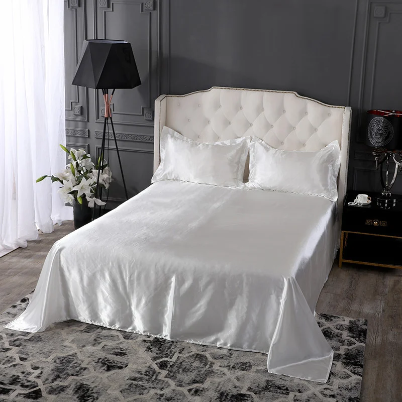 HighEndSatinRayonBedSheetSetLuxuryHomeQueenSizeBedSheets