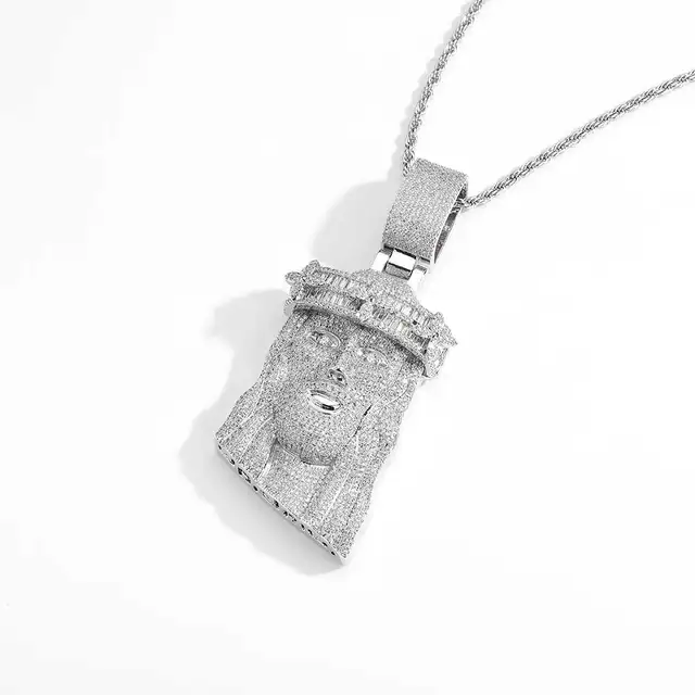 Croce Pendente Da Uomo In Argento 925 Placcato Oro 24K Con Il Volto Di Gesù Su Cordone Di Seta (accessori Religiosi, Articoli Regalo, Lacci) - Italia - Foto 7