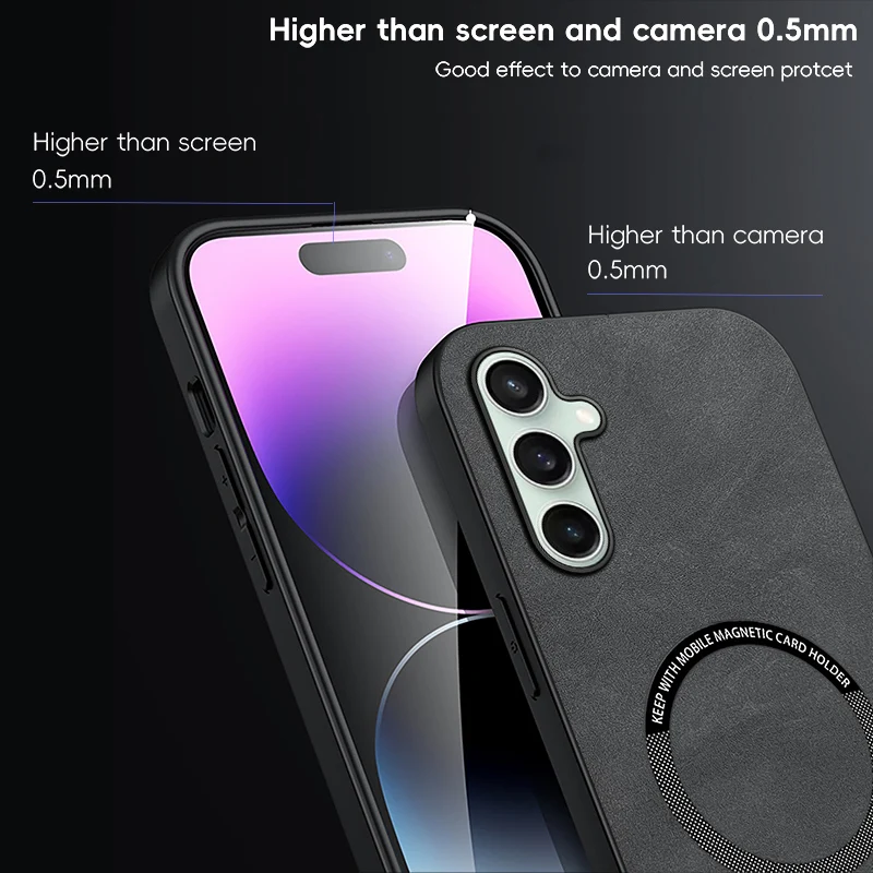 Magnetic Retro Leather Soft Phone Case with Wireless Charging Compatibility