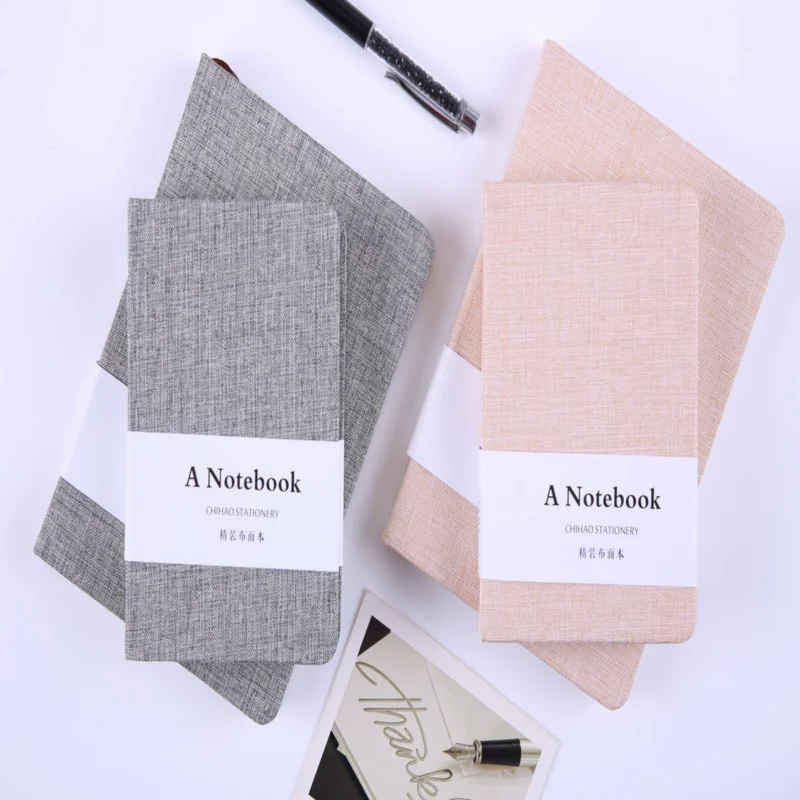 A6:간단한 단색 천 핸드 레저 크리 에이 티브 미니 노트 일기 포켓 노트 학생 라인 및 공간 노트