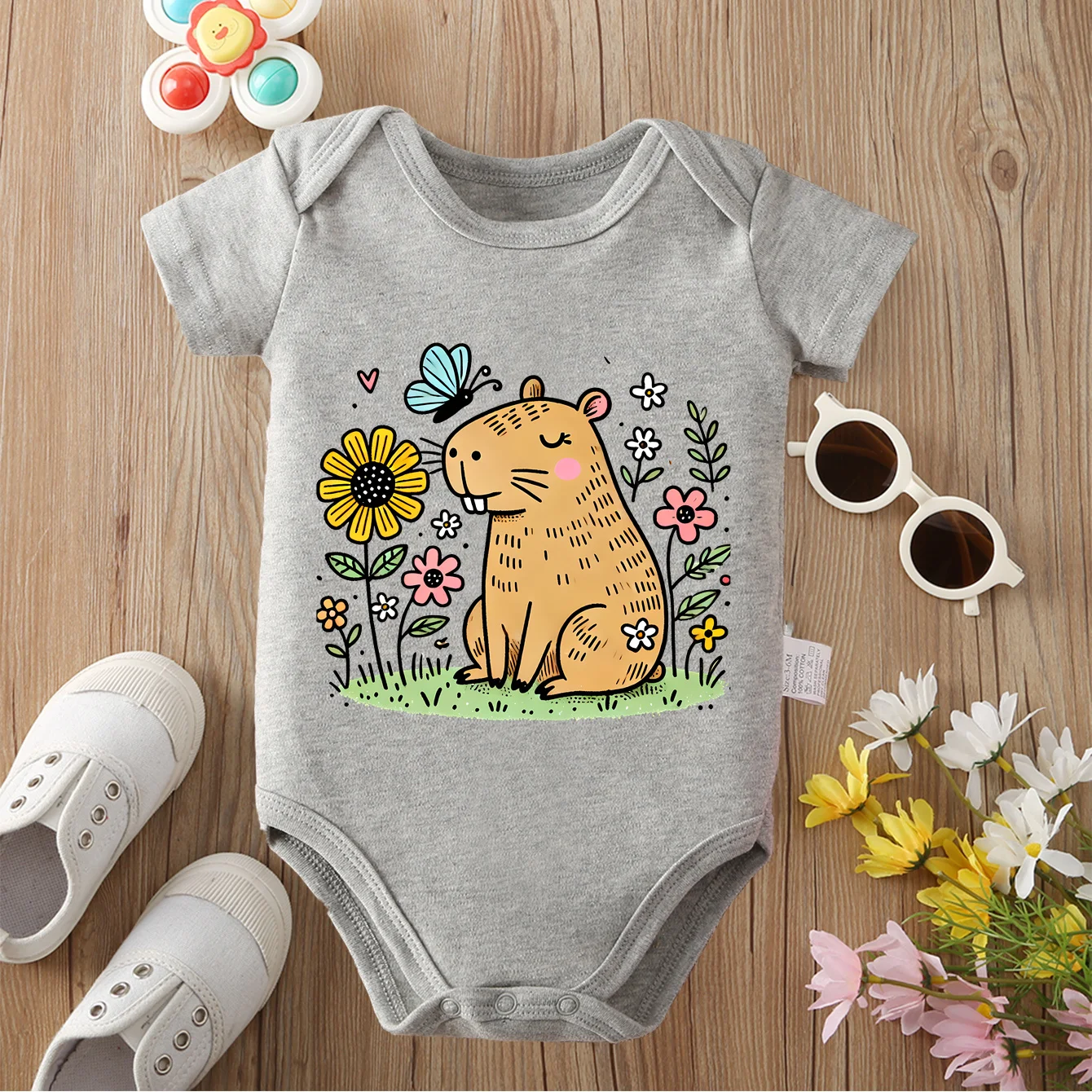 Adorable Capybara 100% Cotton Baby Bodysuit - Perfect Gift