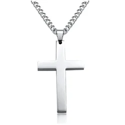Timeless Faith Cross Necklace - Elegant 24 - Inch Gold/Silver Chain (Silvery)