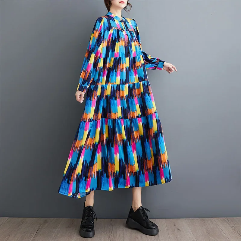 

Платье-рубашка женское длинное из дышащего хлопка, на весну/Осень/зиму