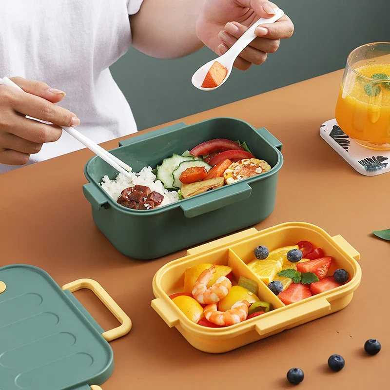 Portable Lunch Box Kids School Office Microwave Plastic Bento Boxes with Compartments Leak-Proof Salad Fruit Food Container Box
