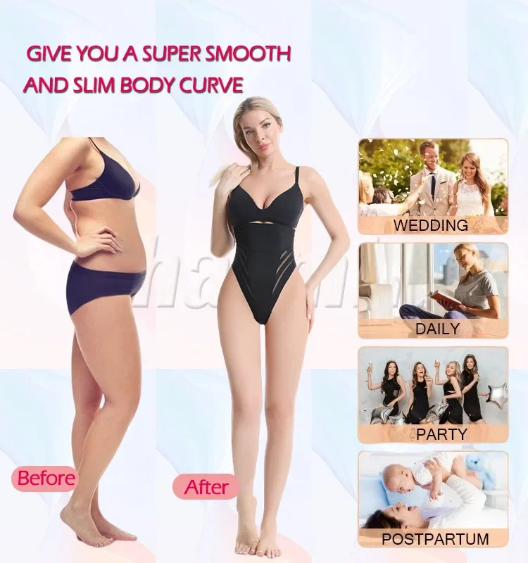 Description Picture 3 of itemWomen High Waist Shapers Thongs Seamless Slimming Tummy Underwear Striped Mesh Female Shaperwear Thong Comfort Panties