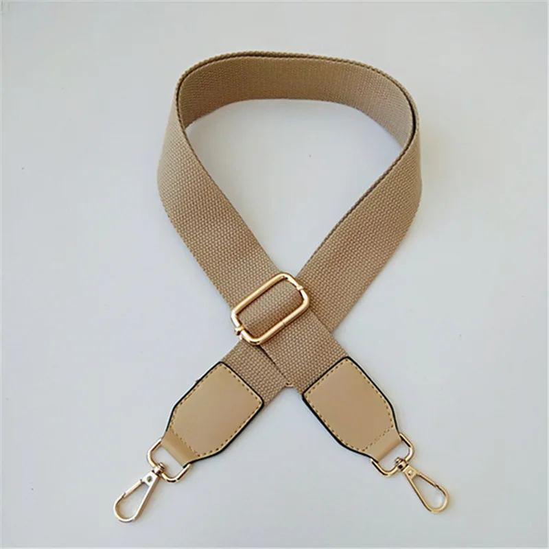 Simple Solid Color Cotton Woven with Pu Leather Long Shoulder Bag Strap Adjustable Single Crossbody 3.8cm Accessory Wholesale