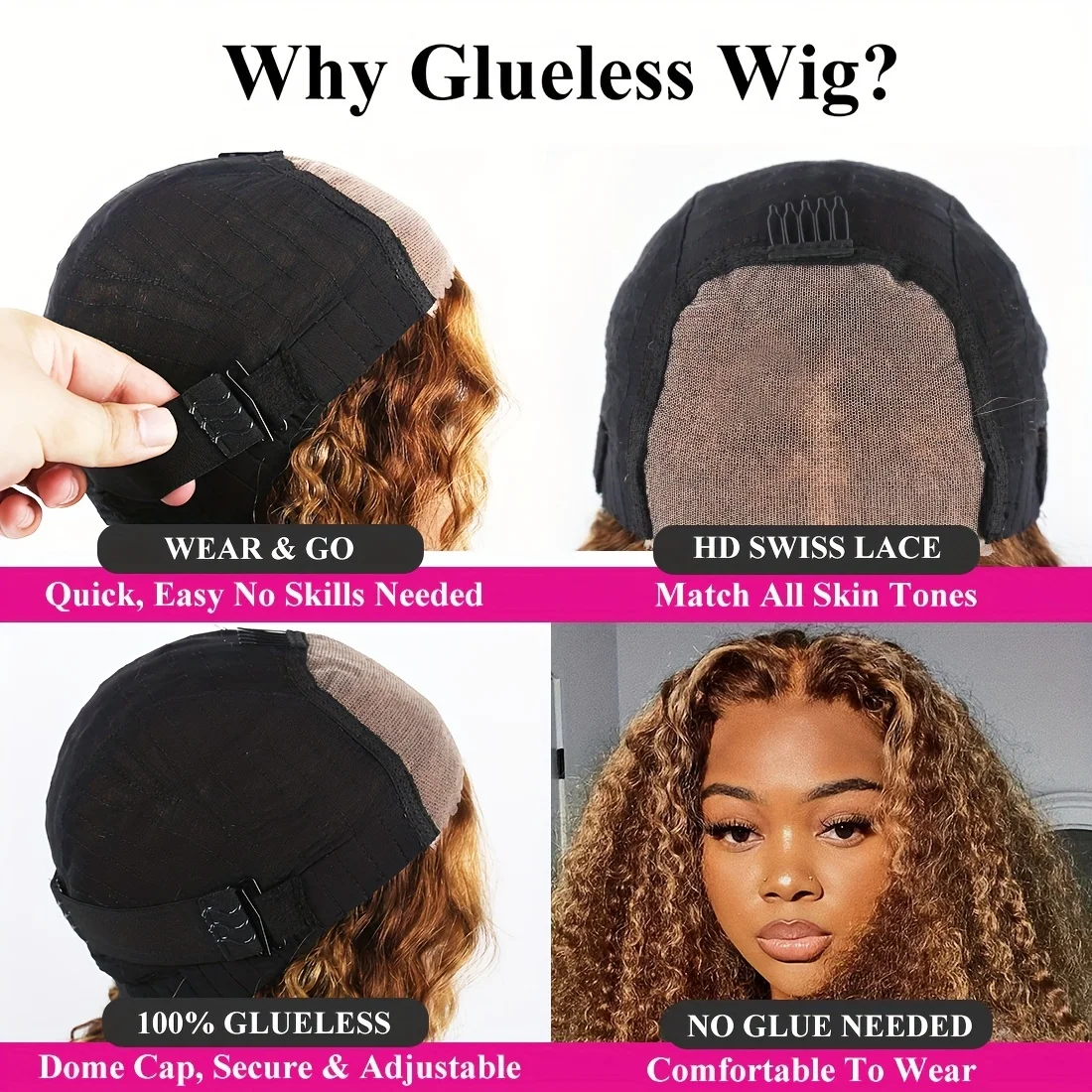 30inch Put on and Go Glueless Wig Human Hair Water Wave Honey Blonde Highlight 4x4 HD Lace Closure Human Hair Wig Pre Plucked - Image 5