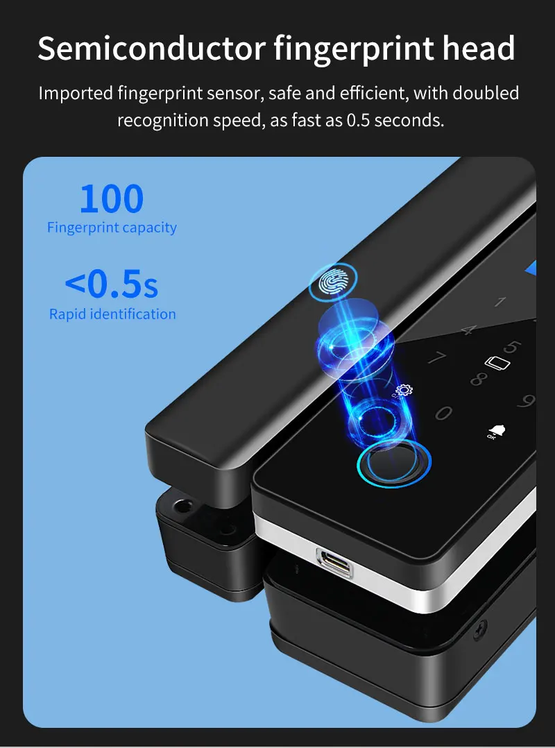 IP54 Waterproof Tuya Bluetooth Smart Door Lock Fingerprint Electronic Rim Lock F