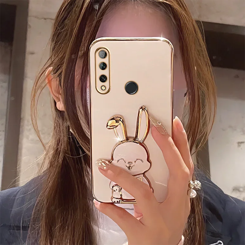 토끼 우주 비행사 휴대폰 케이스, 화웨이 Y9 프라임 2019 Y9S P30 라이트 P20 프로 P40 P50, 화웨이 메이트 20 프로 Y6P Y8P Y9A 스탠드 커버