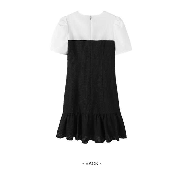 Vestido negro corto con bloques de color para mujer, elegante y de verano, con textura suave y dobladillo de sirena divertido, falda corta.
