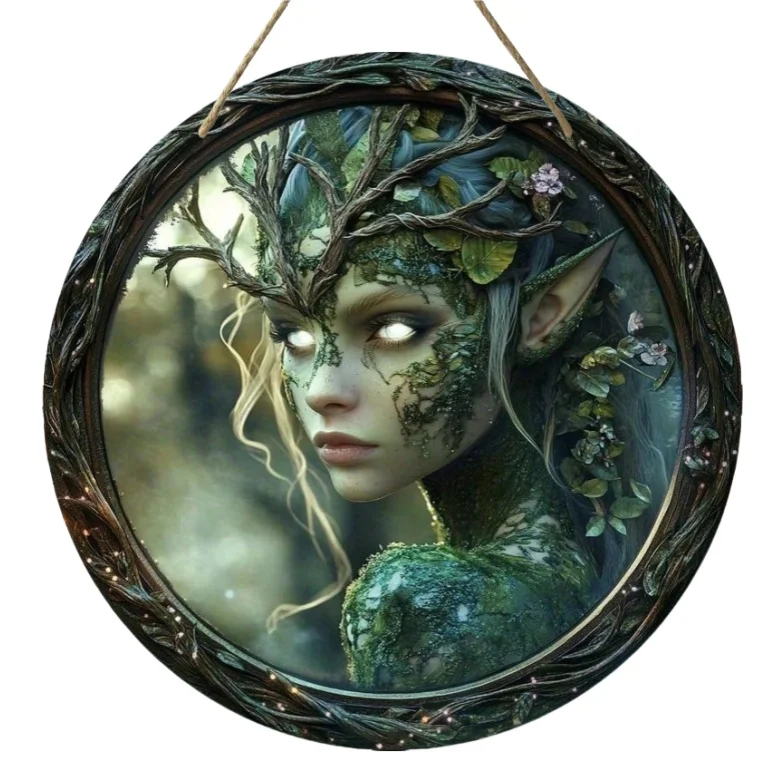 Forest Spirit Metal Sign Green Nature Wall Art Fantasy Decor 8in 12in