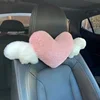 1pc Cute Cartoon Car Headrest Pillow Neck Support Pillow Love Heart Back Waist Pillow Seat Back Cushion Car Interior Decoration 3