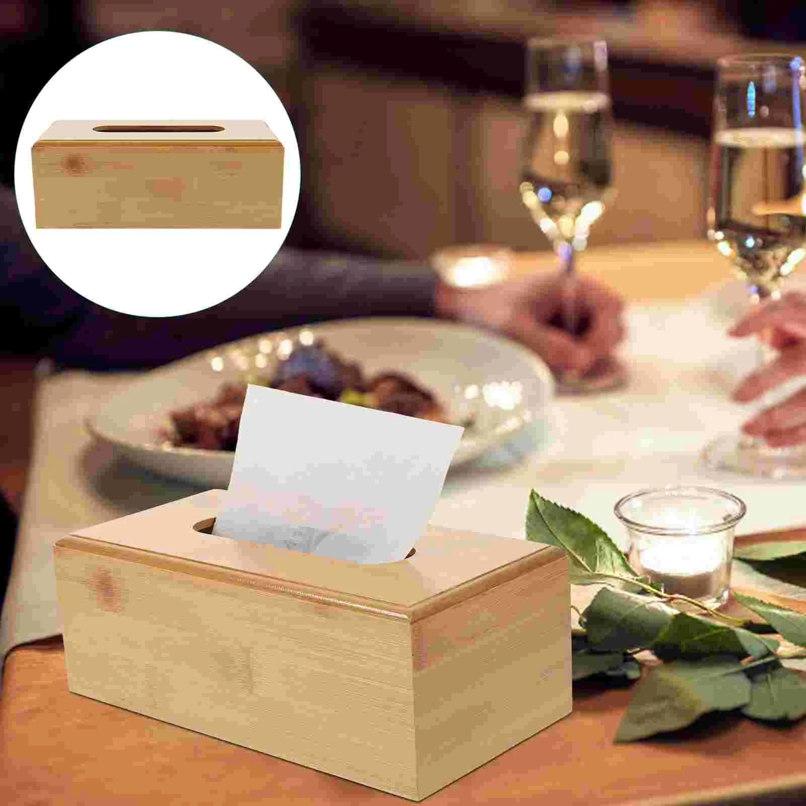 

Solid Wood Paper Box Napkin Container Case Creative Tissue Holder Desktop Storage Black Towel