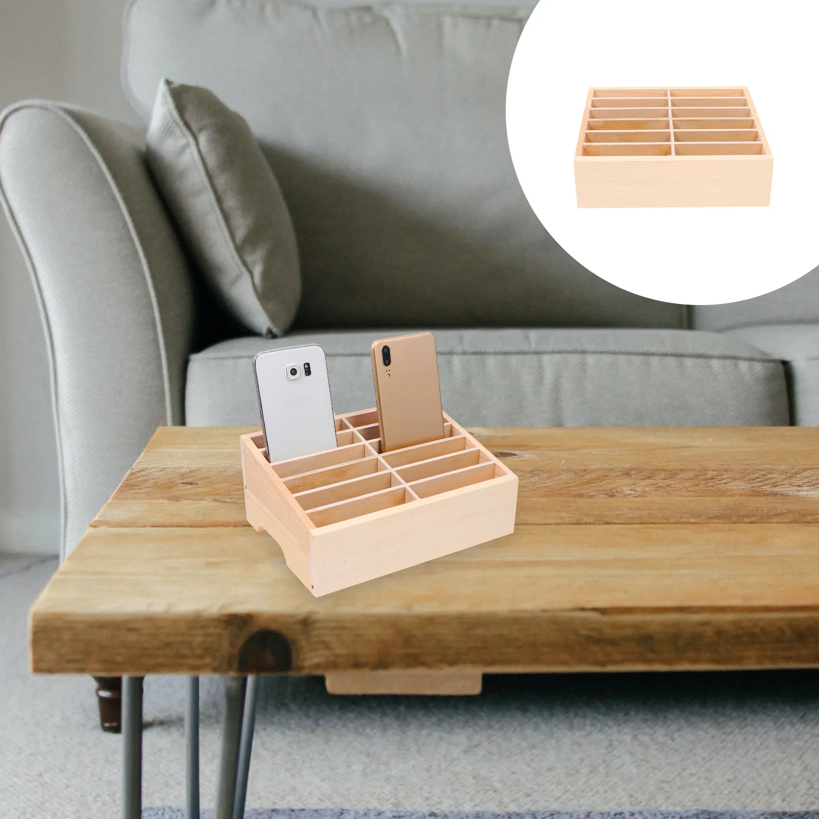 거치대 나무 휴대용 정리함 데스크탑 랙, 학생 사무실 박스, 리드 연필, 휴대폰 보관함, 12 그리드