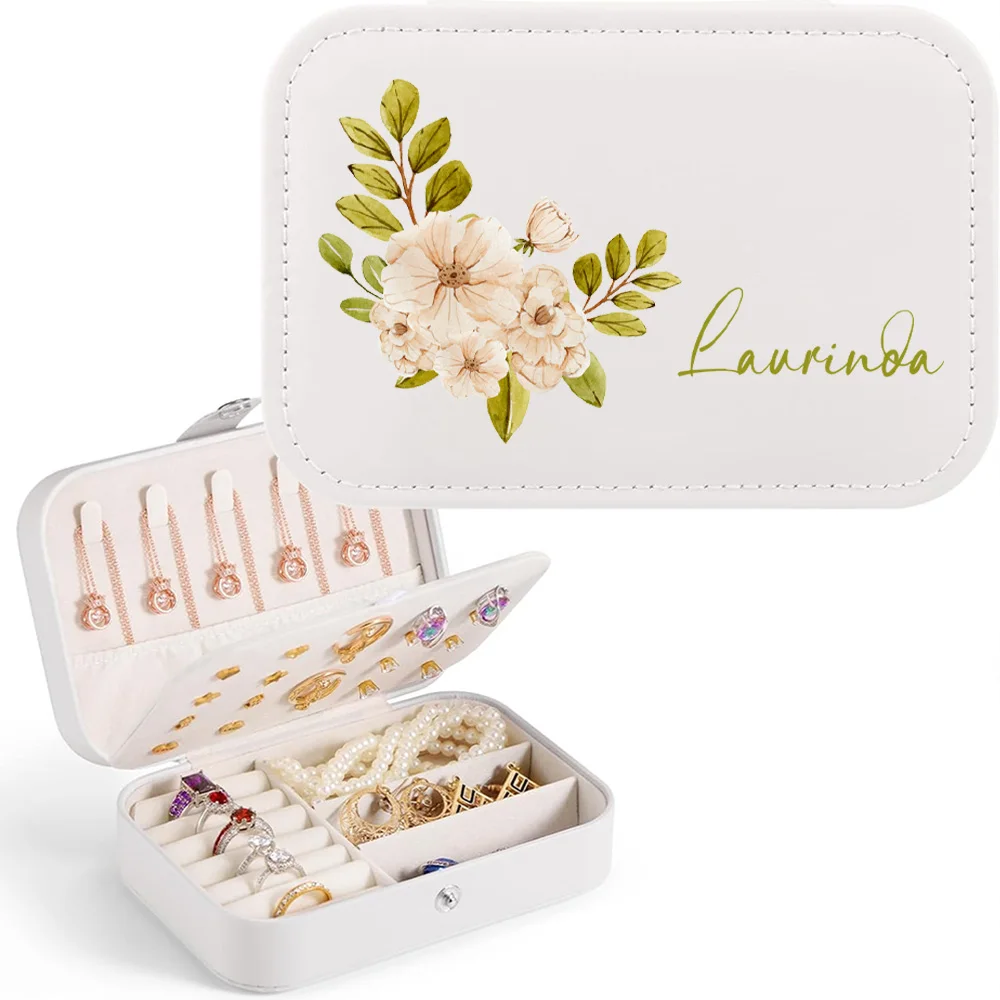 Elegant Personalized Purple Flower Jewelry Box with Custom Name – Perfect Gift