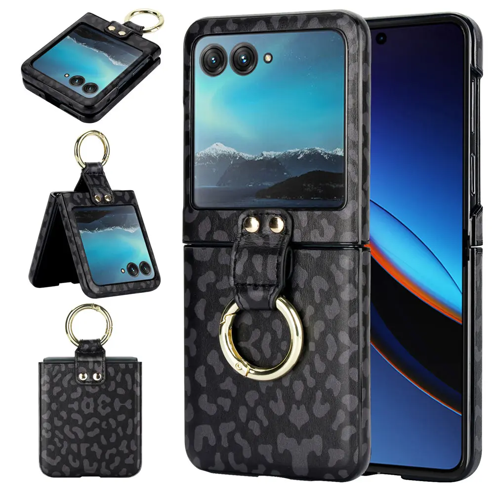 Leopard Print Leather Ring Case - Stylish Slim Cover s