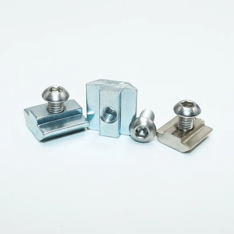 T-Slot Nut and Stainless Steel Hex Socket Screw 20/30/40 Profiles Thread Square Hammer Sliding T-Nut for 3D printer CNC Machines
